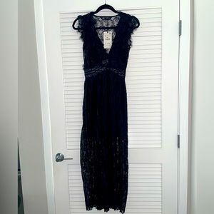 NWT Zara black lace midi dress size Small
